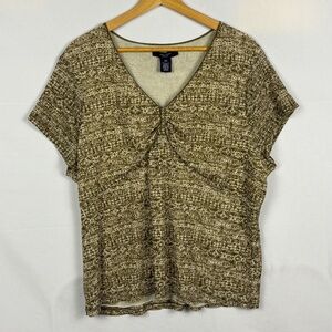 Jones NY Women's Short Sleeve Y2K Babydoll Top Sz 3X Mesh Island Vacation Beach